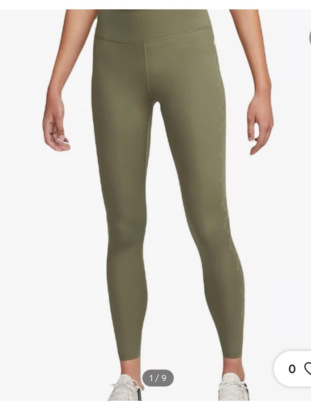 Womens Nike One Luxe Mid Rise 7/8 Leggings Athletic Olive Green Sz Medium